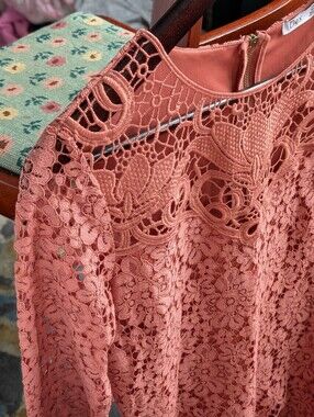 NWOT Dex Coral Lace Long Sleeve Dress